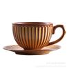 Taza vintage vintage Taza de café de cerámica cruda estilo japonés Juego de taza y platillo de café para té de la tarde de cerámica estilo europeo