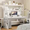 Mesa de Computador Mesa de Estudo Mesa de Escritório Conjunto Completo com Mesa e Cadeira Painel Perfurado Mesa Gamer Estante de Chão