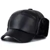 Gorra de béisbol de lana para hombres de mediana edad y ancianos, gorro cálido de otoño e invierno para papá y abuelo, con forro polar, gorra de pico engrosada y protectora para los oídos