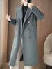 2025 Nuevo Abrigo de Cachemira de Doble Cara para Otoño e Invierno para Mujer, Traje Delgado con Cuello, Estilo Coreano, Doble Botonadura, Lana Pura, Abrigo de Lana