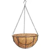 Cesta de Hierro de Palmera de Coco con Flores Artificiales y Cadena de Hierro con Gancho, Cesta Colgante Opcional para Decoración de Interiores y Exteriores, Cesta de Flores Colgante