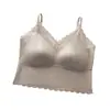 Fábrica de Lencería Shantou Stock Disponible Camisola de Satén con Encaje Ropa Interior para Mujer Cómoda Hermosa Espalda Chaleco Integrado Sujetador Primavera Verano