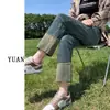 Jeans Cigarette de Cintura Alta Azul Nostálgico de Nicho Feminino Nova Coleção Primavera Slimming para Corpo em Forma de Pera Calças Retas