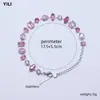Pulsera de acero inoxidable de alta gama con nuevo diseño en color rojo rosa, joyería de cristal tipo caramelo, moderna y versátil para mujer, directo del fabricante