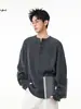 Estilo Old Money Camiseta com Gola Henry Manga Longa Moletom Masculino Outono 2026 Nova Tendência de Textura Aristocrática Camada Base Top