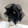 Novo Scrunchie de Tule com Borda de Strass Satinado Vintage, com Acabamento de Luxo, Prendedor de Cabelo Grande, Acessório de Cabelo Elegante