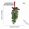 Adorno colgante de rama artificial de pino navideño, decoración de árbol pequeño navideño invertido, lazo, copo de nieve, decoración de estrella, colgante de puerta