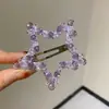 Pinza para el pelo de cristal de lujo ligero estilo coreano para niñas, cuentas de cristal, en forma de corazón y pentagrama, accesorio de moda para el cabello para mujeres