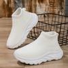 Calcetines, Zapatos Infantiles Transfronterizos, Zapatos Deportivos Casuales de Nylon de Caña Alta sin Cordones para Niños Mayores, Zapatos Elásticos Transpirables de Tejido Fly-Knit para Niñas