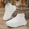 Calcetines, Zapatos Infantiles Transfronterizos, Zapatos Deportivos Casuales de Nylon de Caña Alta sin Cordones para Niños Mayores, Zapatos Elásticos Transpirables de Tejido Fly-Knit para Niñas