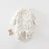 Macacão para recém-nascido para outono e inverno, macacão de bebê 100% algodão, acolchoado de 40g, roupa sem costura, macacão de bebê para primavera e outono