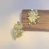 Pendientes de fuegos artificiales con incrustaciones de diamantes en el borde de la aguja de plata para mujer, pendientes de nicho que combinan con todo, pendientes elegantes de moda, lujo ligero, sentido de alta gama