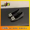 Versión Coreana 2026 Zapatos de Salón Poco Profundos con Strass Estilo Francés para Mujer, con Aumento Oculto de Altura, Zapatos Cálidos de Piel con Forro de Felpa para Otoño e Invierno, Elegantes y Versátiles