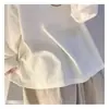 Camiseta Feminina Plus Size de Algodão Puro Manga Longa Nova para Primavera e Outono Camisa Básica Branca para Camadas Casal Solta