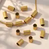 Cuentas de tubo de malla repujada de acero inoxidable 304 chapado en oro de 18 quilates, cuentas con agujero pasante para pulseras y collares, cuentas espaciadoras largas para joyería DIY
