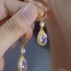 Elegantes Pendientes de Hebilla para Oreja Morados con Forma de Gota de Durian Moda Elegante Diseño de Lujo Ligero Versátil Pendientes Nuevos 2024