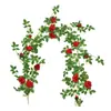 Enredadera Artificial de Rosas Corazón, Flores de Rosa Falsas, Decoración de Tubería de Balcón, Plantas Trepadoras de Patio, Enredaderas Florales