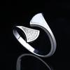 Anillo de Plata Sencillo de Plumas de Fritilaria Personalizado de Moda de Venta Caliente para Mujer con Circonita Incrustada Anillo Abierto para Dedo Índice Anillo