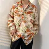 Camisa de hombre muy elegante para primavera y otoño, con estampados divertidos, de manga larga, estilo Hong Kong, holgada, moderna, chaqueta camisa casual