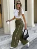 Pantalones Casuales Sueltos de Pierna Ancha para Mujer con Cintura de Cordón, Diseño de Retazos con Estampado de Leopardo, Nuevo Estilo Europeo y Americano, Transfronterizo de Amazon 2026