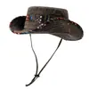 Estilo Étnico Retro Lavado Sombrero Étnico de Senderismo para Mujer, Sombrero Vaquero Occidental de Protección Solar para Pesca de Verano, Sombrero de Pescador para Hombre