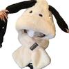 Nuevo Invierno 2024 Bufanda de Felpa Gruesa de Dibujos Animados Pacha Perro para Mujer Gorro de Felpa de una Pieza Gorro Cálido de una Pieza para Estudiante