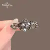 Presilha de Cabelo Coreana Retro de Alta Qualidade Incrustada com Cristal com Delicado e Elegante Design de Flor de Strass, Presilha Bico de Pato para Mulheres, Presilha para Franja