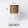 Suporte de Flores de Rattan Sintético para Interior com Suporte Triangular, Recipiente Criativo de Palha para Suculentas de Mesa, Vaso de Palha Tecida para Escritório