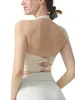 Sujetador Deportivo para Mujer con Cuello Halter, Diseño de Espalda Cruzada Doble, Camiseta sin Mangas de Soporte para Correr, Sujetador Deportivo Ajustado para Yoga