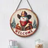 Adornos Navideños Creativos Transfronterizos Artesanías de Madera Cartel Redondo para Puerta Serie Colgante de Madera 20Cmos Colgante