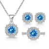 Nuevo Transmisión en Vivo Venta Caliente Moda Conjunto de Piedras Preciosas Wholesale Joyería de Diamante Simulado Anillos Pendientes Collares Joyería de Propuesta