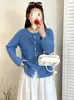 Top redondo com recorte vazado, modelagem solta, para mulheres plus size, jaqueta de manga longa, estilo outono 2026, cardigã de tricô para mulheres plus size