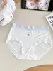 Ropa interior para niñas A379, Entrepierna antibacteriana 10A, Estampado de lunares y rayas, Tiro medio, Bragas para mujer amigables con la piel