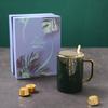 Taza de cerámica de lujo nórdico original con asa recta dorada, gran capacidad, para café, leche, té, regalo de desayuno, Taza