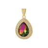 Colar com Pingente de Gota d'Água Coração de Pêssego Pedra Preciosa Zircônia Estilo Europeu e Americano Distrito de Lu Luxo Acessível Joias de Moda Feminina