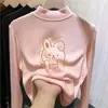Top térmico de cuello medio forrado de forro polar para niñas, otoño e invierno, capa interior cálida, forrado de forro polar, camiseta de manga larga para niños mayores, moderno