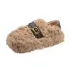 Plus veludo estilo coreano slip-on inverno interno aumento de altura sapatos de algodão fivela de couro 2026 dois usos sapatos peludos femininos quentes