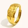 Moda Transfronteriza Europea y Americana Elegante Simple Versátil Acero Inoxidable Chapado en Oro de 18K Estrella Polar Anillo Abierto para Mujer Nicho