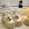 Sapatos femininos Mary Jane de couro 2026 outono novo estilo sola grossa laço de cadarço estilo chinês bordado com saia sapatos de salto único