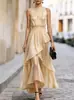 993W Vestido Longo Verde Elegante Sem Mangas Afunilado na Cintura Chiffon Europeu e Americano Comércio Exterior Transfronteiriço Amazon 2027