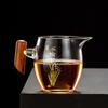 Copo Público de Vidro com Alça de Madeira Espessado Jogo de Chá Acessórios de Chá Resistente ao Calor Escorredor de Chá Filtro de Chá Estilo Japonês
