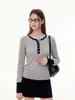 Top de punto estilo francés, sofisticado y de corte ajustado para mujer, perfecto como capa interior para otoño e invierno, de manga larga, estilo jersey, favorecedor y elegante