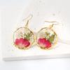 Explosión transfronteriza de hiedra, textura de lujo ligero, aretes de flor seca, creativos, flor real, regalo de flor real, flor eterna, aretes de resina
