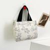 Bolso de Mano de Lona Estampada a la Moda Combinable Sencillo de Gran Capacidad para Llevar en la Mano Bolsa de Almacenamiento para Compras Bolsa Tipo Saco para el Trabajo