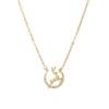 Exquisito Nuevo Diseño Nicho Oro 14K Simple Combinable Lindo Colgante Cadena Clavícula Becerro Ciervo Incrustado Diamantes