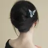Sensación Fresca Estilo Nacional Mariposa Azul Horquilla en U Nuevo Estilo Chino Retro Súper Hada Flor Horquilla de Madera Falda con Cara de Caballo Horquilla de Hanfu