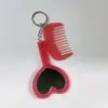 Nuevo Set de Peine Espejo en Forma de Corazón Colgante Accesorio de Bolso Simple Versátil Peine con Mango Portátil Llavero