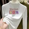 Camiseta Base Térmica para Niña de Manga Larga y Cuello Medio Alto con Borde Fruncido Primavera Otoño Invierno Color Sólido Estilo Coreano Camiseta para Niños Top para Bebé