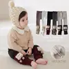 Leggings grossos para outono e inverno com abertura entre as pernas para bebês meninas, com punhos de meia, adequados para usar por cima, calças cropped quentes forradas com fleece para crianças