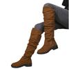 Nuevas Botas Plegables de Comercio Exterior Transfronterizas para Mujer con Hebilla de Cinturón Botas Altas hasta la Rodilla Tacón Grueso Caña Larga Delgado